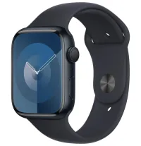 Apple Watch Series 9 45 mm en aluminium à encre foncée avec bracelet sport à encre foncée M L (1 of 2)