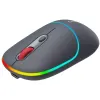 Mouse óptico sem fio CANYON MW-22 RGB 800 1200 1600 dpi 4 teclas BT+2,4 GHz bateria 650mAh cinza escuro