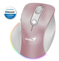 GENIUS Ergo 9000S Pro Pink Dual Bluetooth + 24GHz 2400dpi langaton 6 painikkeen ladattava RGB Pink (1 of 3)