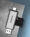 AXAGON hukommelseskortlæser MicroSD SD CRE-SAC USB-A USB-C 3.2 Gen1 thumbnail (3 of 4)