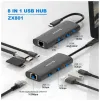 Hub USB-C Swissten 8 in 1 (USB-C 100 W HDMI 4K LAN RJ45 2x USB-A 1x USB-C 5 Gbps SD Micro SD) Alluminio thumbnail (2 of 8)