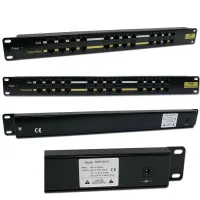 POE Patch panel UTP cat.5e 12p 1U Sort (19" rack version) (1 of 2)