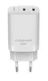 CubeNest S2D1 GaN Adaptér 35W biela (2× USB-C až 35 W) PD prepäťová a podpäťová ochrana s technológiou GaN pre iPhone thumbnail (1 of 3)