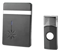 NEDIS Wireless Doorbell Kit Battery Powered 36 Melodies Range 300m 80dB Black (1 of 2)