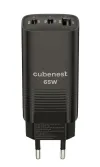 CubeNest S3D0 GaN adapter 65 W fekete - (2x USB-C 65 W-ig 1x USB-A 60 W-ig) túlfeszültség és feszültségcsökkenés védelem thumbnail (1 of 3)