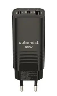 CubeNest S3D0 GaN Adaptér 65W černá - (2× USB-C až 65 W 1× USB-A až 60 W) přepěťová a podpěťová ochrana (1 of 3)