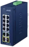 Planet IFGS-1222TF промышленный коммутатор L2 8x 10 100TX 2x 1Gb 2x 1Gb SFP -40~75°C 9-48VDC IP30 безвентиляторный RING