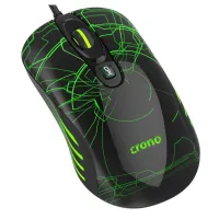 Mouse OP-636G, gaming, wired, laser, 3200 dpi, LED backlight, USB, black-green (1 of 3)