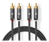 Kabel audio stereo NEDIS PROFIGOLD 2x wtyk RCA 2x wtyk RCA bawełna szary BOX 2m