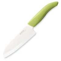 Coltello in ceramica KYOCERA con lama bianca lama lunga 14 cm manico in plastica verde (1 of 1)