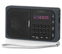 NEDIS bærbar FM-radio batteridrevet netdrevet digital 3,6 W hovedtelefonudgang sort-grå (1 of 4)