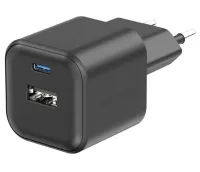 Swissten mrežni adapter gan 1x usb-c 20w pd + 1x usb-a 18w qc črn (1 of 2)