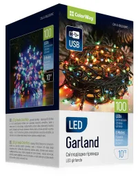 COLORWAY LED řetěz vnitřní 100 LED délka 10m více barevný 8 funkcí napájení USB (1 of 20)