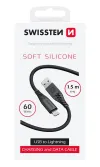 Cable de datos Swissten de silicona blanda con conector USB Lightning de 1,5 m y 60 W, color negro thumbnail (2 of 2)