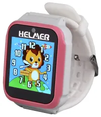 HELMER Kinder-Smartwatch KW 801 1,54" TFT Touch-Display Foto Video 6 Spiele Micro SD Tschechisch Rosa-Weiß (1 of 3)