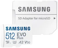 SAMSUNG EVO Plus 2024 MicroSDXC 512GB + Adaptador SD CL10 UHS-I U3 A2 V30 (1 of 5)