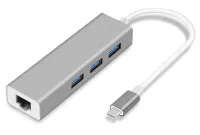 XtendLan Hub USB C 3.1 (gen1) koos Gigabit Etherneti adapteriga 3x USB 3.0 kaetud karbiga (1 of 2)