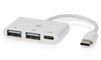 NEDIS USB-hub 1x USB-C-stik 1x USB-C-stik 2x USB-A-stik 3 USB-strømporte hvid blister (1 of 1)