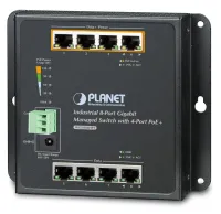 Промисловий плоский комутатор Planet L2 8x1Gb 4xPoE 30 144W dual 48-56VDC IP30 -40~75°C без вентилятора (1 of 2)