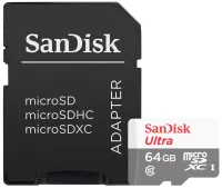 SanDisk Ultra 64GB microSDXC CL10 UHS-I Luas suas le 100MB san áireamh. cuibheoir (1 of 2)