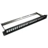 XtendLan Patch panel 19" 24 porty, niezamontowany, ekranowany, czarny kabel krosowy CAT5e66A7