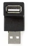 NEDIS adapter USB 2.0 stekker USB-A - bus USB-A bus 480 Mbps rond vernikkeld PVC zwart blister