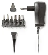 NEDIS universalus maitinimo kintamosios srovės adapteris 7,2 W 3 - 12 VDC 100 - 240 V AC 6 jungtys 1,8 m juoda (1 of 2)