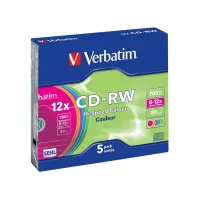 VERBATIM CD-RW80 700 MB 12x COLOR slim 5 iepakojums (1 of 1)