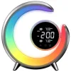 IMMAX LED nočna svetilka PEACOCK z uro RGB lučka 20W 400lm 5V 21A USB port srebrna