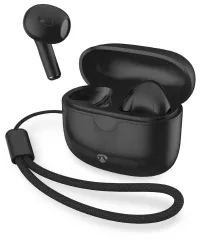 NEDIS Fones de ouvido sem fio + microfone TWS BT 94dB Vida útil da bateria 16 horas Controle de voz Estojo de carregamento USB-C preto (1 of 3)