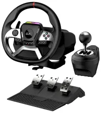 GENIUS GX Gaming steering wheel SpeedMaster X5 FF wired USB-C 1080° rotary and vibrating pedals gear lever PCPS4XBOX One (1 of 1)