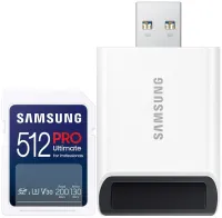 SAMSUNG PRO Ultimate SDXC 512GB + USB-adapter CL10 USH-I U3 V30 (1 of 3)