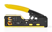 Pinza a crimpare NEDIS CAT5 CAT5e CAT6 CAT6a CAT7 RJ12 RJ45 spelatura taglio gomma acciaio nero-giallo (1 of 2)