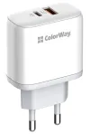 COLORWAY 1x USB en 1x USB-C netlader 45W 100V-240V Wit