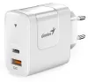 Chargeur GENIUS PD-65AC 65W charge rapide USB-C PD3.0 USB-A QC3.0 blanc