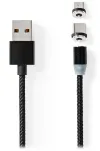 NEDIS USB 2.0 кабел USB-A щепсел - USB micro-B щепсел USB-C щепсел магнитни конектори черен блистер 2 м thumbnail (1 of 2)