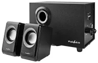 Alto-falantes NEDIS PC 2.1 potência 33 W conector de 3,5 mm USB ABS madeira preto (1 of 5)