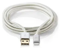 NEDIS PROFIGOLD Lightning USB 2.0 кабель Apple Lightning 8-контактный — разъем USB-A нейлон серебристый BOX 3м (1 of 2)