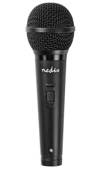 ## Nedis MPWD15BK

A versatile microphone with a **cardioid pattern** and excellent sound characteristics, it is ideal for karaoke. It is equipped with a switch and a **5 m long detachable cable** with a 6.35 mm jack connector.

**Interface:** 6.35 mm jack

**Cable length:** 5 m

**Frequency range:** 80 Hz - 12 kHz

**Microphone sensitivity:** \-75 dB

**Impedance:** 600 Ohm

**Weight:** 195 g (1 of 2)