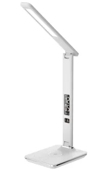 IMMAX LED настолна лампа Kingfisher Qi зареждане 85W 400lm 12V 2.5A 3 цвята светлина сгъваемо рамо бяло (1 of 4)