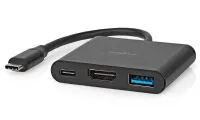 NEDIS USB 3.2 Gen 1 adapter USB-C pistik - USB-A pesa - USB-C pesa HDMI väljund must kast 10 cm (1 of 4)