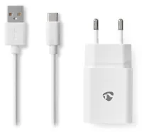 NEDIS nätverksladdare USB-C 2,4 A 5,0 VDC vit kabel 1m (1 of 3)