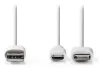 NEDIS Synchroniséierungs- a Ladekabel 2 an 1 USB Micro B Plug + Adapter Lightning - A Stecker wäiss 1m