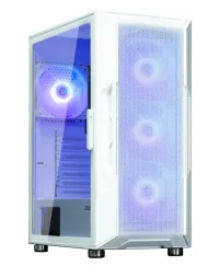 Zalman kotelo I3 Neo ARGB valkoinen ATX 4x120 ARGB tuuletin 2xUSB 3.0 1xUSB 2.0 lasisivuverkkopaneeli valkoinen (1 of 7)