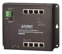 Planet индустриален плосък суич L2 L4 8x1Gb 2xSFP 12-48VDC 24VAC IP30 -40 75°C без вентилатор (1 of 3)