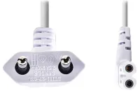 NEDIS Netzkabel EURO-Stecker (gewinkelt) – Stecker IEC-320-C7 (gewinkelt links) weiß 2m (1 of 2)