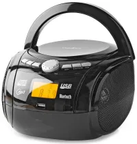 NEDIS CD Player Boombox Power 9W Battery Powered Mains Powered Stereo BT FM USB Black (1 of 8)