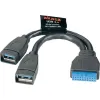 AKASA notranji USB kabel USB 3.0 19pin na 2 x USB3.0 Type-A(F) AK-CBUB09-15BK 15cm thumbnail (1 of 1)