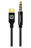 Adaptóir fuaime Swissten teicstíle usb-c (fireann) Jack 3.5 mm (fireann) 1.5 m dubh