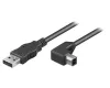 Kabel PremiumCord USB 2.0 A-B z zagiętą wtyczką USB-B 90° 2m, czarny